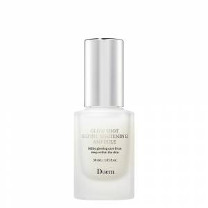 DUEM Glow Shot Refine Whitening Ampoule — это мощная ампульная сыворотка, разработанная для борьбы с пигментацией и придания коже сияния.