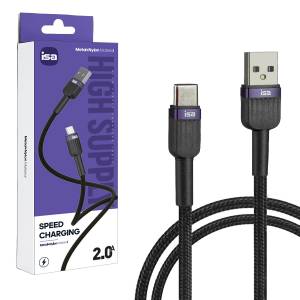 Кабель BX-7 USB на Type-C 1m 2A ISA черно-фиолетовый