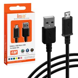 Кабель USB на MicroUSB 1M ISA черный