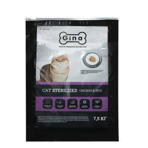 [7,5 кг] Корм для кошек сухой Gina Cat Sterilized Chicken & Rice курица, рис