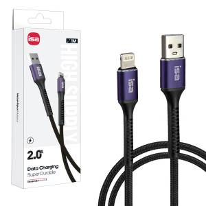 Кабель BX-6 USB на Lightning 1m 2A ISA черно-фиолетовый