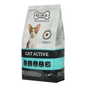 [1 кг] Корм для кошек сухой Gina Cat Active цыпленок, утка, рис