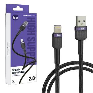 Кабель BX-7 USB на Lightning 1m 2A ISA черно-фиолетовый