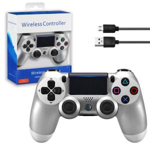 Джойстик PS4 DualShock беспроводной AA серебро (no logo)