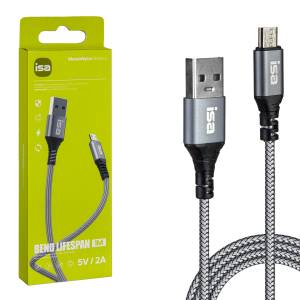 Кабель BX-4 USB на MicroUSB 1m 2A ISA серый