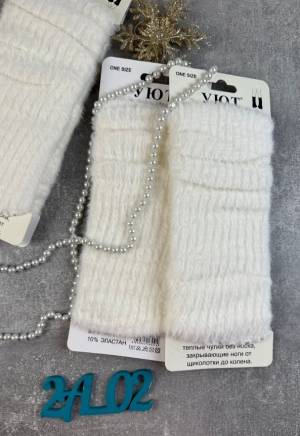 Теплые чулки без носка норка шерсть