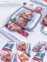 [1 шт] Новогодний набор для кухни 3 в 1: Прихватка - Рукавичка - Полотенце махровое 40х60см