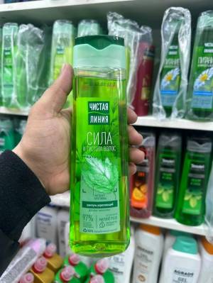 Шампунь укрепляющий для всех типов волос Чистая линия 'Сила и густота' с экстрактом крапивы, 400 мл