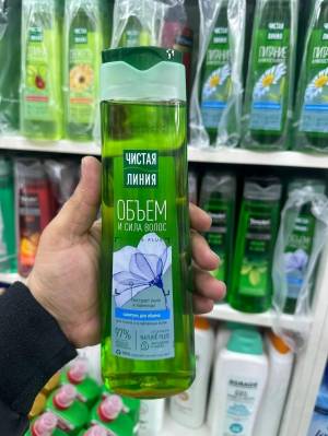 Шампунь для тонких волос Чистая линия 'Объем и сила' с экстрактом льна и пшеницы, 400 мл