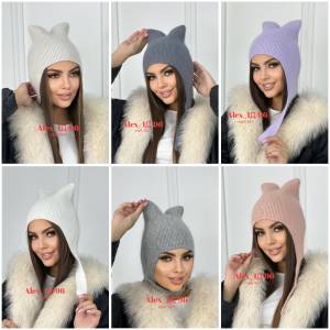 Шапка кото-чепчик 30% ангора + 20% вискоза + 20% шерсть + 20% нейлон