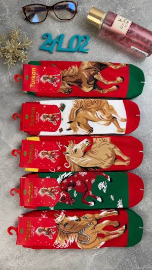 10 пар Женские новогодние носки высокие Плотный Хлопок 36-41