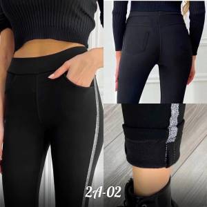 Лосины с карманами с начёсом Тянутся хорошо. Черные Р.: 40-44, 44-48