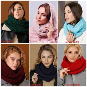 Снуд Зимний вязаный Шарф-хомут. Размер ONE SIZE от 8 лет до взрослых