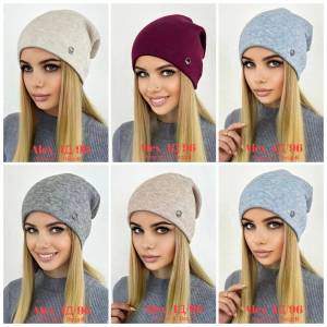 Мягкая шапка двойная с защипом, трикотаж. Размер единый