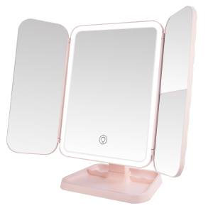 Настольное зеркало для макияжа с подсветкой ML-02 ISA розовое