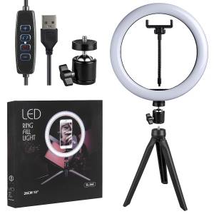 Селфи кольцо 26CM 10“ SL-26Е с держателем (со штативом и держателем для телефона)