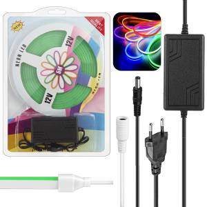 Светодиодная лента 5м гибкая неоновая зеленый