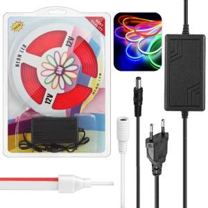 Светодиодная лента 5м гибкая неоновая красная