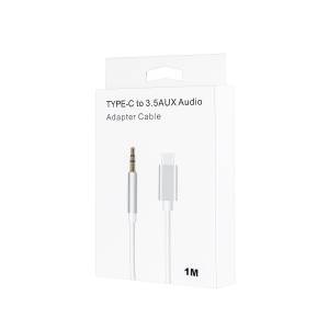 Кабель AUX TYPE-C - 3.5mm. TPE белый 1M