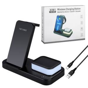 Беспроводная зарядка С500 4в1 Черный