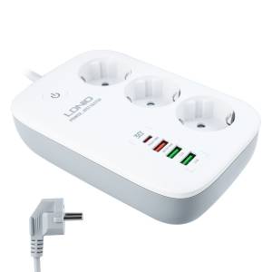 Сетевой фильтр на 3 розетки + Type-C 20W+ 3 USB QC3.0+2 LDNIO SEW3452