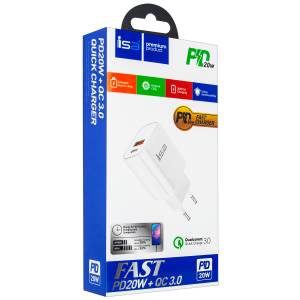 Переходник СЗУ HS18 на USB + Type-C PD20W + QC3.0 ISA белый