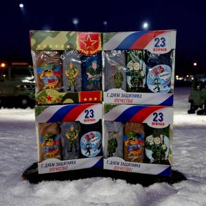 3шт. полотенца из микрофибры 25*25 см в коробке. На 23 февраля