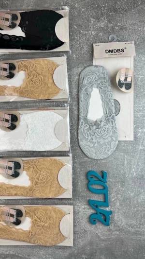 Женские невидимые кружевные следки,  нескользящие, 10 пар. Р.: 36-41