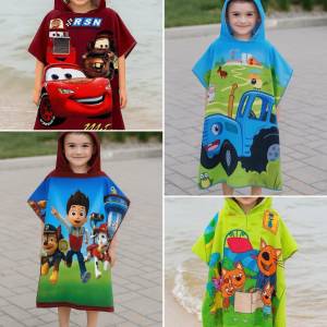 Возраст: 3-6 лет. Детское полотенце - накидка 'Пончо-мультики' Микроволокно