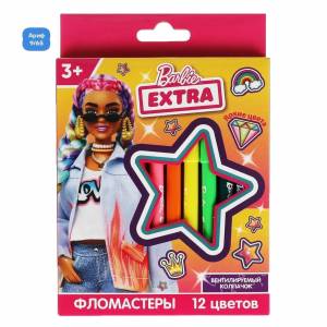Фломастеры УМка Barbie Extra 12 цветов
