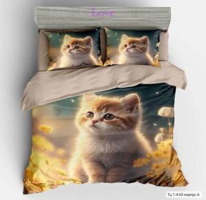Акция!!! Комплект постельного белья 'Кошки'. Ткань: поплин. Размеры: 1,5сп, 2сп, евро