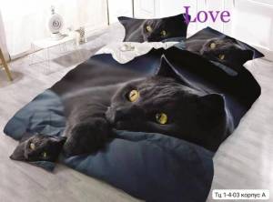 Акция!!! Комплект постельного белья 'Кошки'. Ткань: поплин. Размеры: 1,5сп, 2сп, евро