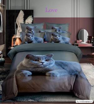 Акция!!! Комплект постельного белья 'Кошки'. Ткань: поплин. Размеры: 1,5сп, 2сп, евро