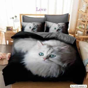 Акция!!! Комплект постельного белья 'Кошки'. Ткань: поплин. Размеры: 1,5сп, 2сп, евро