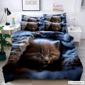 Акция!!! Комплект постельного белья 'Кошки'. Ткань: поплин. Размеры: 1,5сп, 2сп, евро