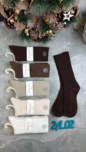 [10 пар] Женские носки в рубчик, длиные р.36-41 Хлопок