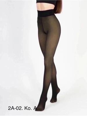 Колготки без начёса, снаружи черные внутри телесного цвета Р.: 42-48, 48-54, 54-60