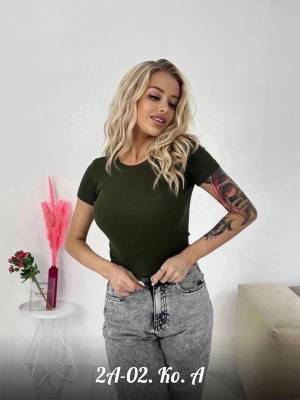 Майка-топик женская укороченная. Оливковая р.: 42-46 и 46-50 Турция