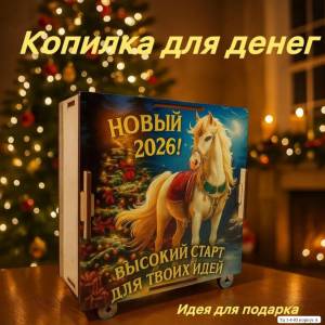 Копилка деревяная на новый год 15х15 см