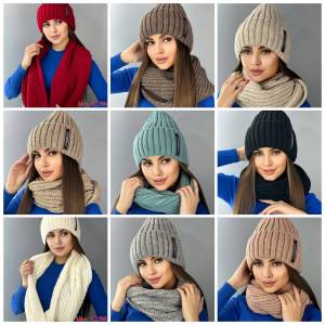 Комплект Шапка + Шарф 50% шерсть + 50% Акрил Комплект Шапка + Шарф 50% шерсть + 50% Акрил