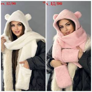 Мягкая меховая Шапка+Шарф и Варежки!